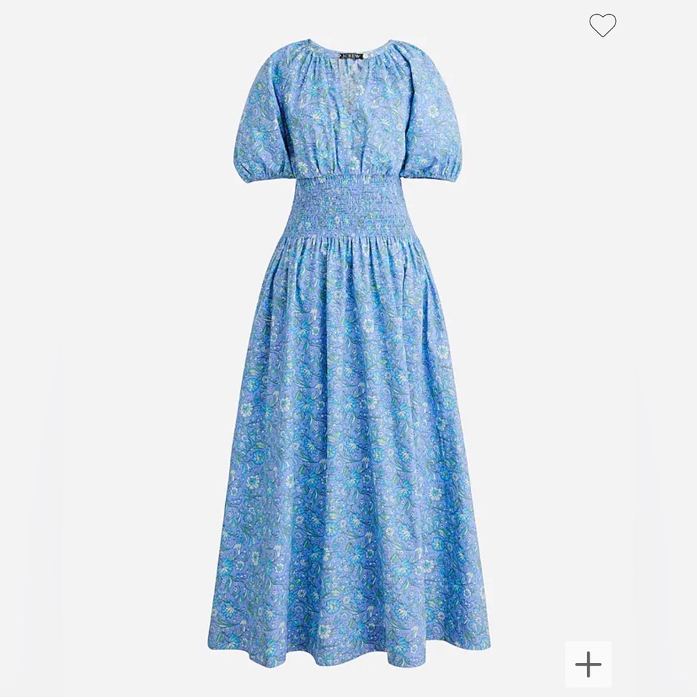 J. Crew Provence Smocked waist midi-dress medium